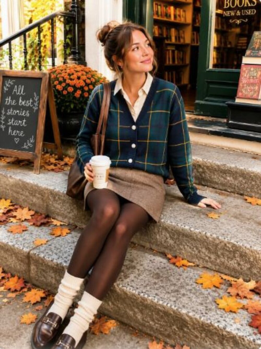 💕 TAHARI Plaid V-Neck Cardigan Sweater with Rhinestone Buttons ✨